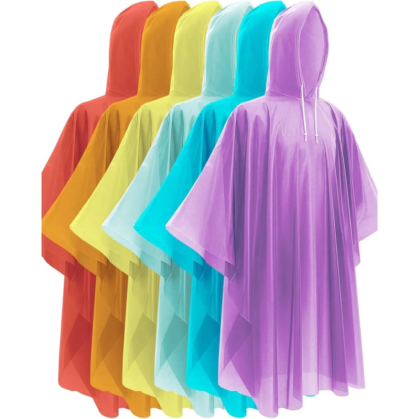 Adult Waterproof All-Seasons Rain Ponchos - 50"x45" Extra Long Hooded Ponchos for Sports, Outdoor, Music Festival, 6/12/24-Count Family Packs with Compact Pouch for Home Survival Kits