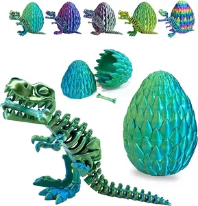 Mystery Dinosaur Easter Egg – 3D Printed Crystal Egg with Articulated T-Rex Inside, Easter Basket Stuffers Fidget Toy for Kids & Adults
