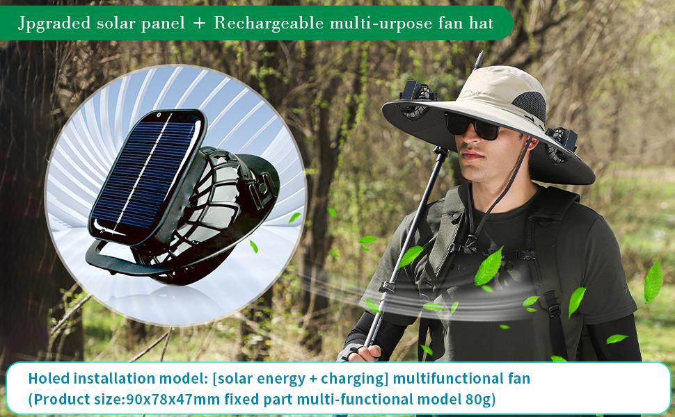 New Solar Fan Outdoor Fishing Hat-Solar Sun Protection Sun Hat with Fan Solar Fan Hat Dual Power Supply Fan Outdoor Fan