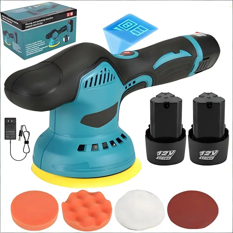 6-Inch Compact Wireless Polisher Set, 6-Speed Settings, 5500 RPM, 2x12V Rechargeable Batteries, Car Detailing Products for Fine Polishing, Scratch Fix on Cars/Boats