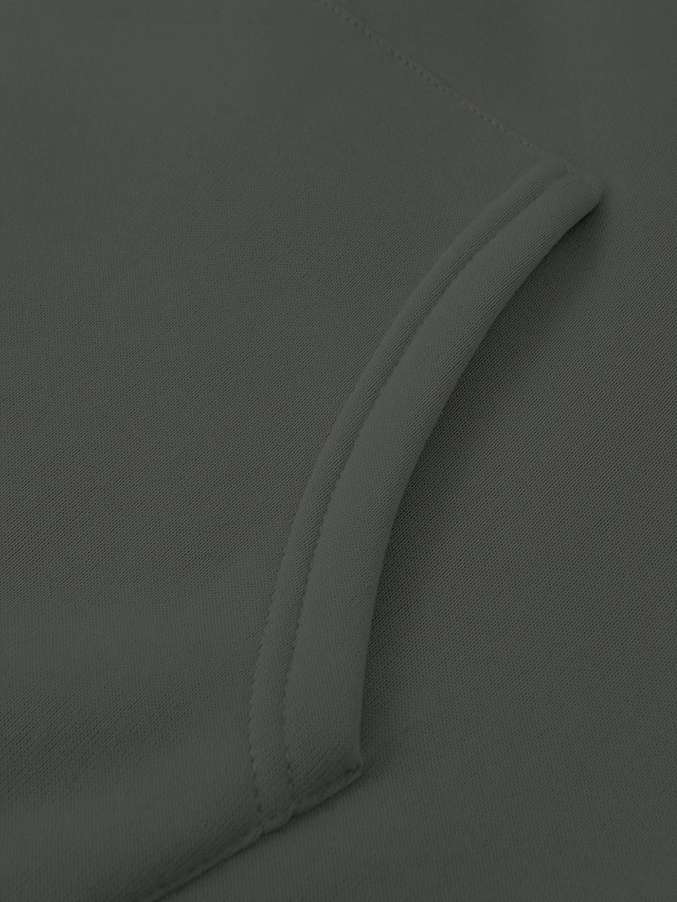 Men's Complete Outfit - Stylish Hooded Sweatshirt & Joggers Set with BLACK Print Gray Casual Streetwear Long Pants Matching Hoodie Perfect for Fall Winter Cozy Clothing Sporty Look Non Stretch Fabric