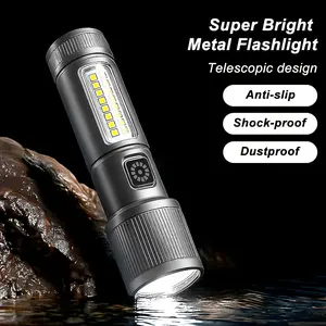 5000 Super Bright LED Flashlight USB-C Rechargeablewith 6 Modes & Zoom I COB Side, Waterproof for Camping& Emergencies | Portable Work Gift for Outdoorsmen lumenslight