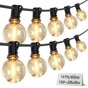 Holiday String Lights,197FT String Lights,with Shatterproof 102 shatterproof LED bulbs, Hanging Light Waterproof for Nighttime Parties, Halloween,Christmas
