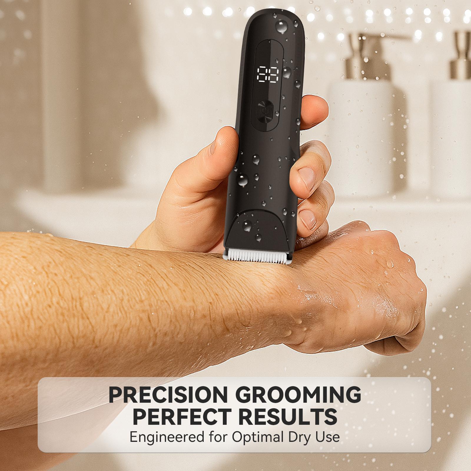 Men's Electric Body Hair Trimmer Rechargeable Cordless with Smart Digital Display USB Charging High-Speed Motor Painless Grooming for Legs Underarms Bikini Shaver