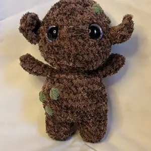 Goblin Plush Toy - Soft Brown Stuffed Animal with Green Dots and Large Black Eyes