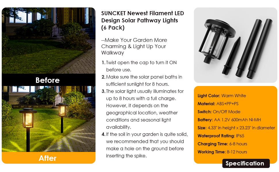 Solar Garden Lights, Bright Solar Light Outdoor, pathway lights, garden accessories, backyard lights, IP65 Waterproof Auto On/Off Long Lasting Lighting Solar Powered Landscape Lights for Yard Walkway Driveway Lawn pathway  lighting