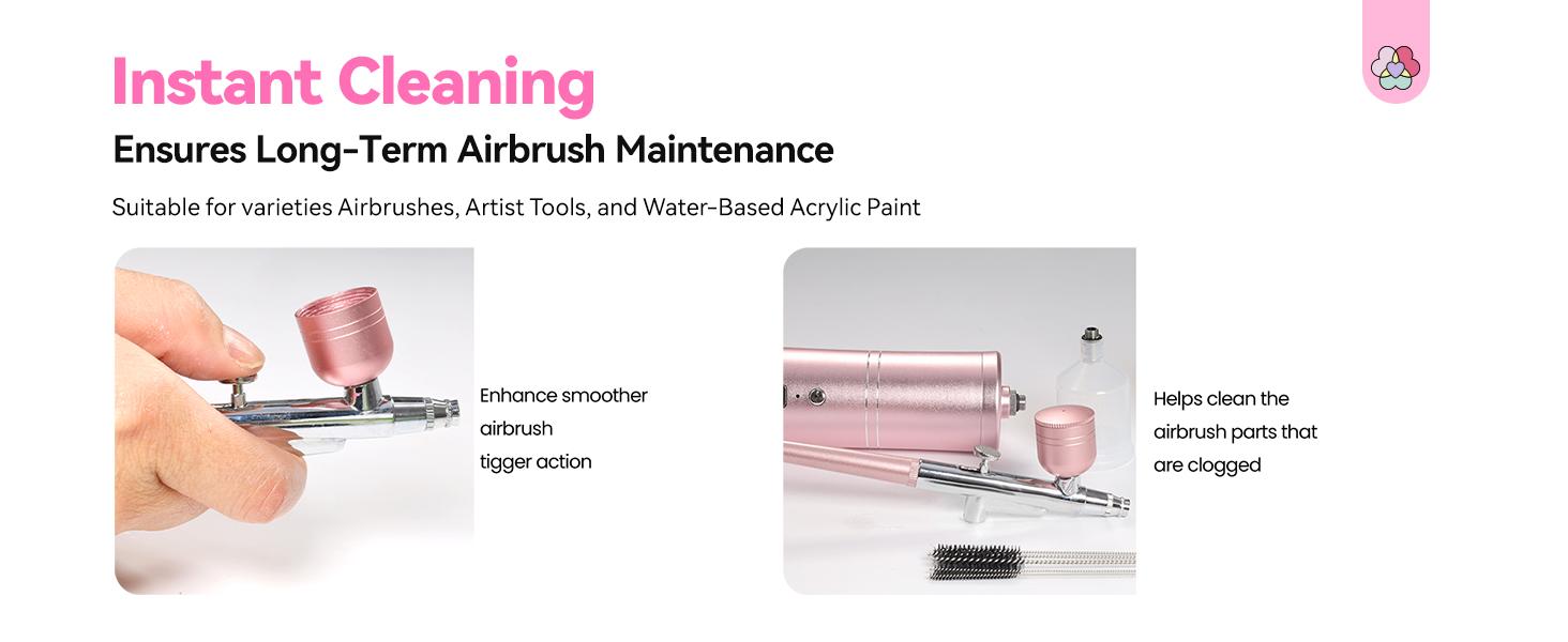 SAVILAND Airbrush Cleaner 8.12 oz: Low-odor Natural Solution Cleaning Quickly Removes Water-based Acrylics Watercolors Gel Nail Polish