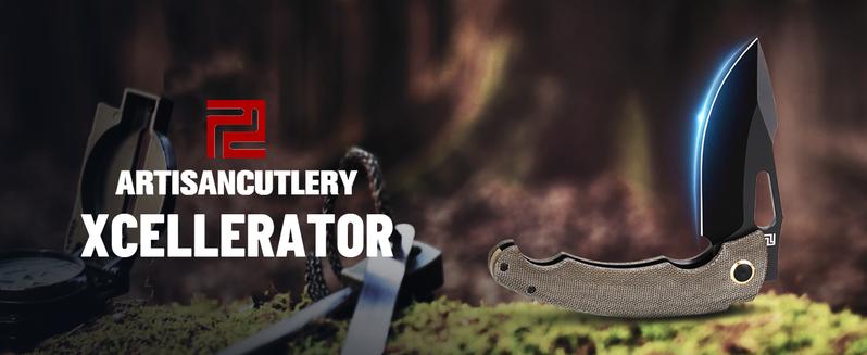 ARTISANCUTLERY Folding Pocket Knife for Men 3.86" AR-RPM9 Black PVD Steel Blade with American OD Green Micarta Handle Xcellerator(1860P) for Christmas gift, Survival Gear Survival Equipment Set