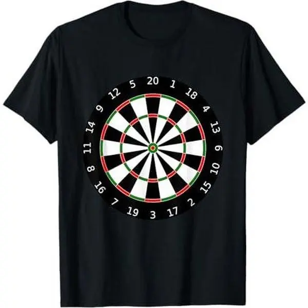 Men's Dart Board Graphic Print T-Shirt, Short-Sleeve Round Neck, Regular Fit Sports Top with Standard Sizes for Darts Throwing Game Enthusiasts