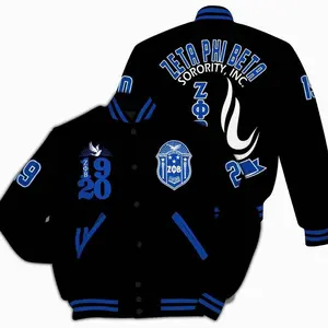 Zeta Phi Beta Varsity Jacket, Dove Black Jacket Zeta Phi Beta Sorority Jacket 345 V7L