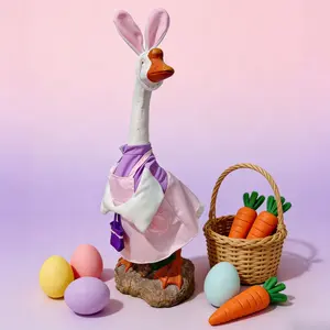 Easter Bunny Goose Outfit Goose Clothes Pink Bunny Costume for 23" H Cement or Plastic Statue Outdoor Lawn Yard Garden Porch Goose