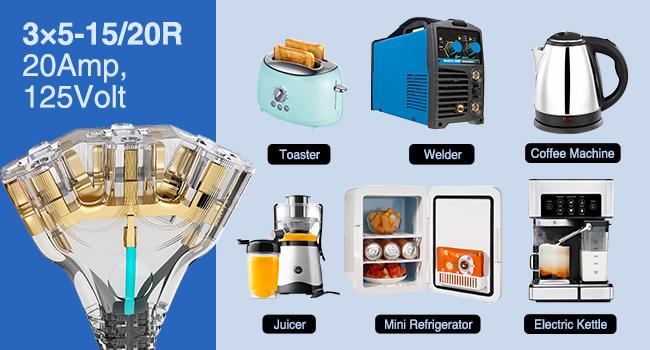 Nilight 30 Amp to 110V RV Adapter Cord 30 A to 15A RV Distribution Adapter Cord 3 Prong TT-30P Male to 3X 5-15R/5-20R Female ETL Listed for RV Camper Generator Household Outlet extension