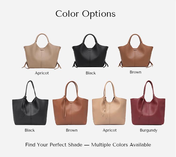 NEWBELLA Shelly Collection 2 PCS Set Top Handle Bag- PU leather with large capacity tote bag, casual daily use solid color Beige Luxury,FallFreshness