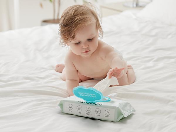 Baby wipes, Momcozy wipes - oversized, cleansing and moisturizing children's wipes, baby products, products for girls and boys, unscented baby wipes, portable maternal and child gifts, safe baby wipes