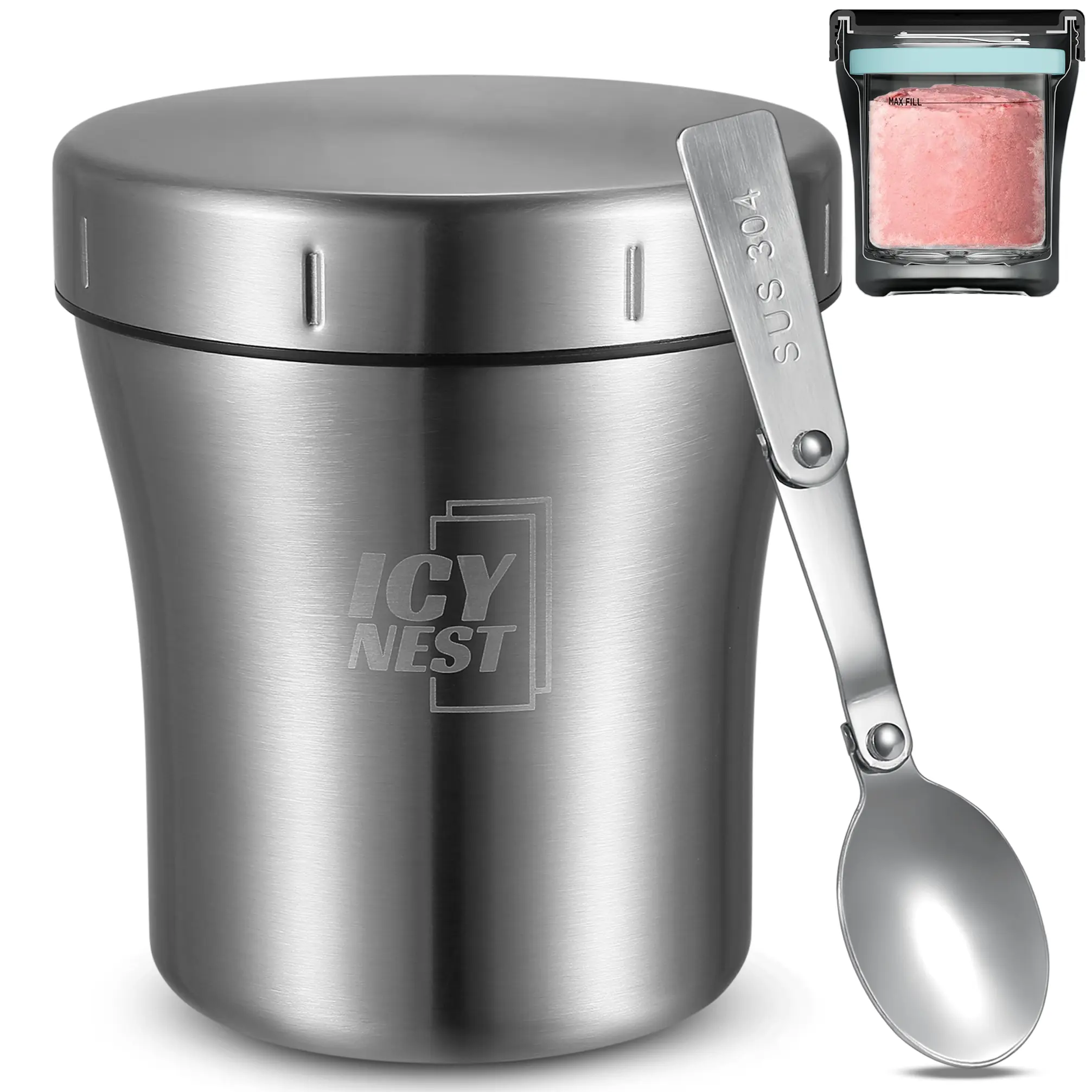 Ice Cream Cooler for Ninja Creami Pint Containers, Vacuum