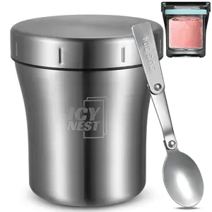 Ice Cream Cooler for Ninja Creami Pint Containers, Vacuum Insulated Double Wall Stainless Steel Ninja Creamy Pint Holder, Fits NC299AMZ NC300 NC301 Series, Keeps Ice Cream Frozen Longer & Outdoor