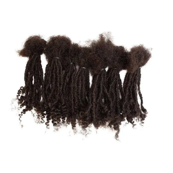 10 Anwi Curly Locs Human Hair Extensions - 1B Color, 100% Human Hair, Handcrafted Craft, Unravel-Resist, Reuse for Locs, Unisex Locs.