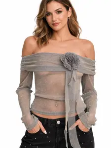 Cropped Mesh T-shirt Women. Trending Cropped Mesh Blouse