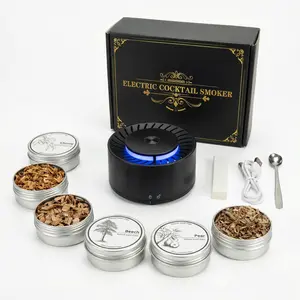 Electric Whiskey Smoker Kit, Portable Smoke Infuser with LED Light, 6 Flavors Wood Chips for Whiskey, Bourbon, Cocktails, Gift for Home Bar Bartenders & Whiskey Lovers