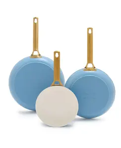 GreenPan Reserve Hard Anodized Aluminum Stainless Steel 3 Piece Nonstick Frying Pan Set with Thermolon Diamond Coating and Scratch-Resistant Design - Ceramic, Cookware