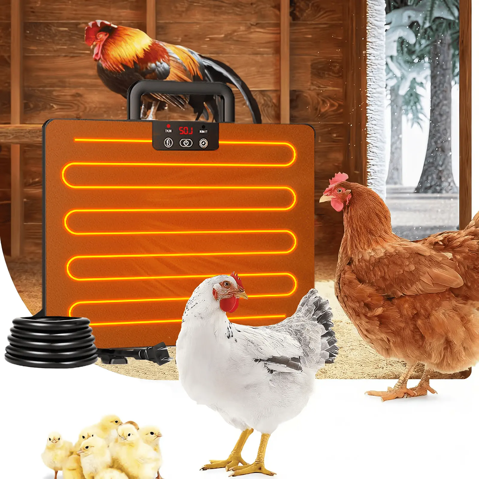 AI-Powered Radiant Heat Panel (200W) for Reptiles, 30% Higher Energy Efficient Heating, Aerospace-Grade Alloy, 42x31x5cm, 86-194℉ Adjustable Temp, 12h Timer, Smart Scenario Timing, Touch Control, High-Precision Sensors, Animal-Proof Cord