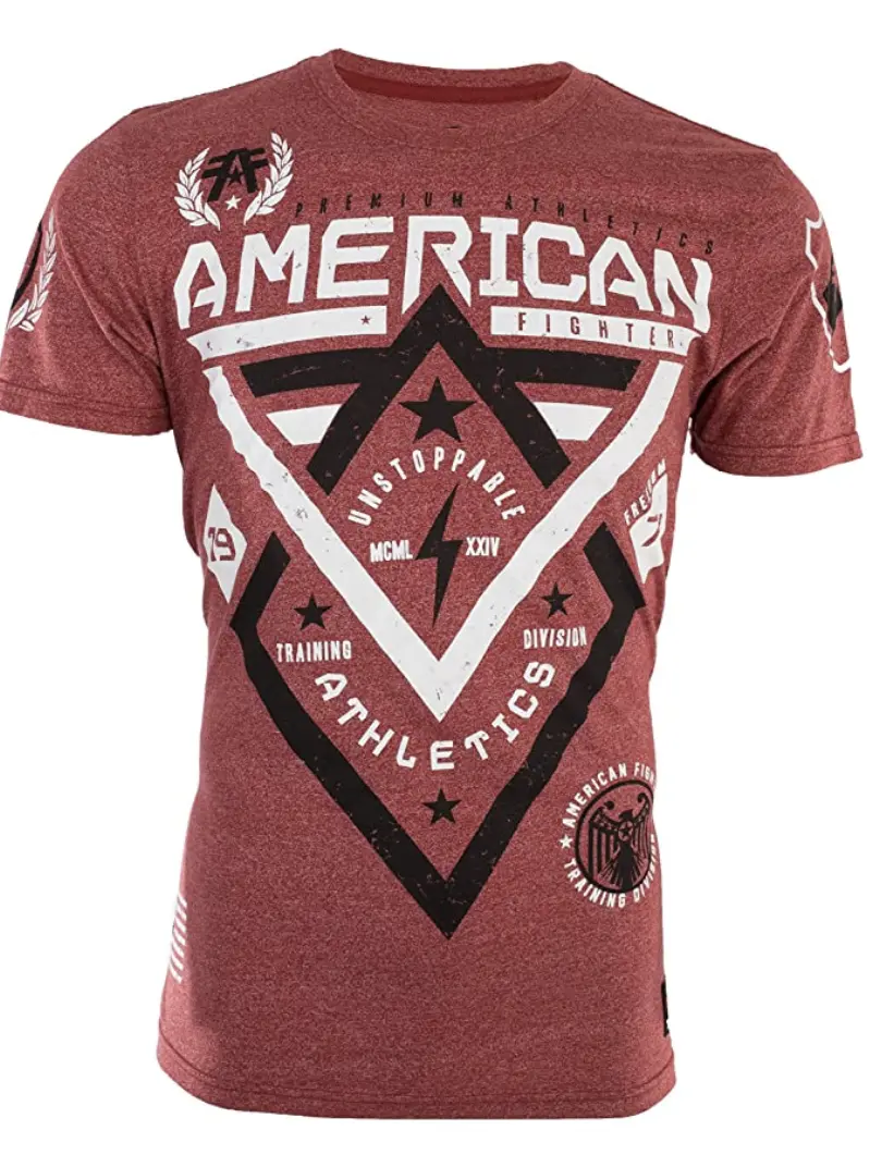 American Fighter Men's Cotton Short-Sleeve Round Neck Graphic Casual T-Shirts, Menswear Tops Inspired by Alaska, Shortsleeve