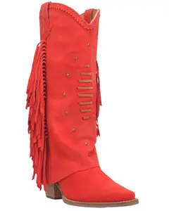 Dingo Women's Spirit Trail Fringe Tall Western Boot Snip Toe - Di199-Red