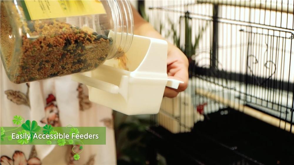 Yaheetech 64’’ H Open Top Metal Bird Cage with Double Doors & Slide-out Tray & Four Feeders & Detachable Rolling Stand