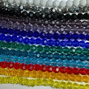 4mm- 32-Facet Round Glass Bead Strands – Sparkle Cut for Jewelry Making