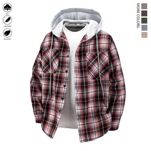 Men’s Sporty Hooded Sweatshirt – Red & Plaid Jacket with Button Front Closure, Non-Stretch Fabric for Gym, Casual Outfits – Everyday Streetwear Pullover Hoodie, Gym Apparel, Sporty Design, Durable Construction, Active Lifestyle, Sporty Style