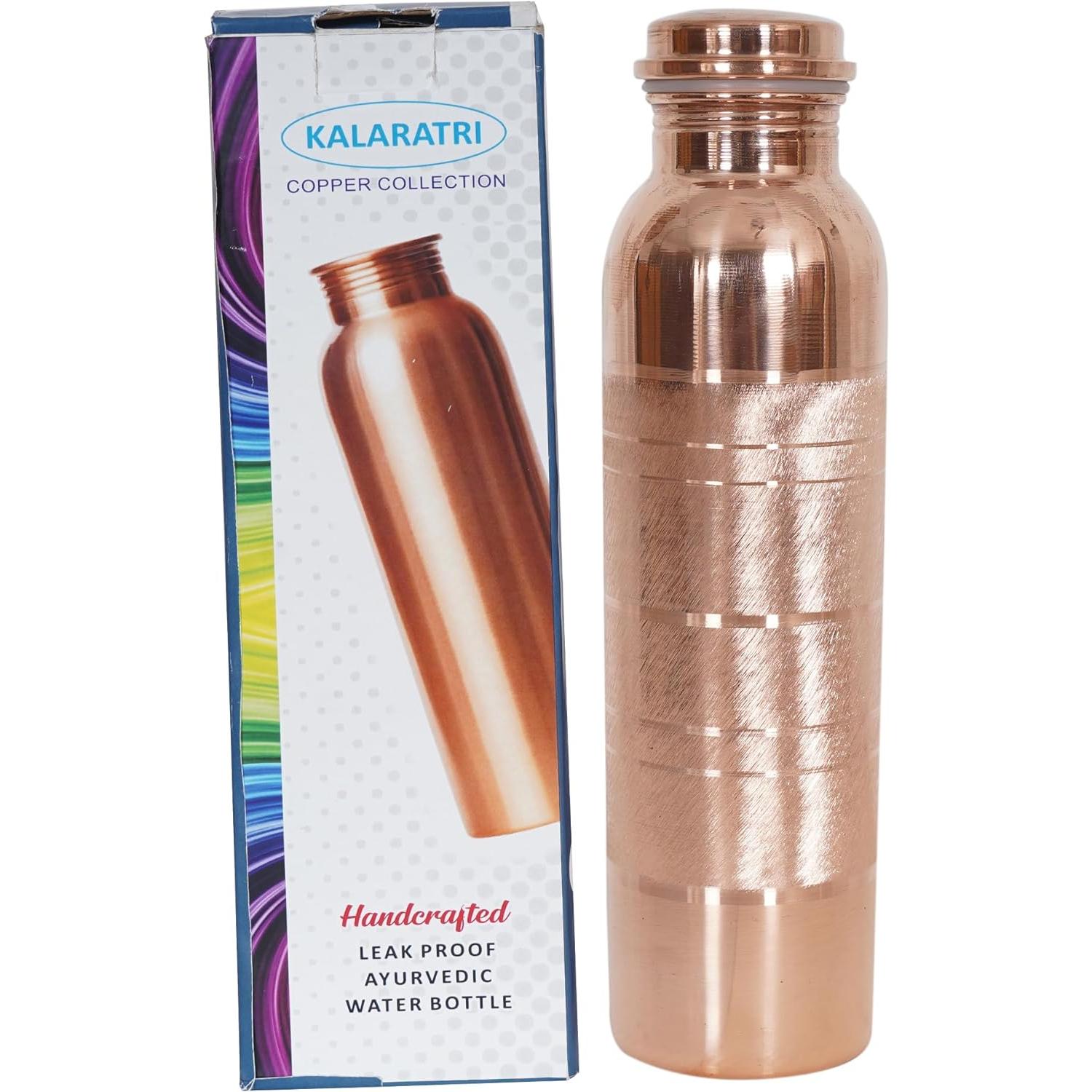 COPPER BOTTLE Pure Copper Water Bottle 34 Oz Copper Water Bottle - Leak Proof (34 Oz) (With Pitambari Powder)