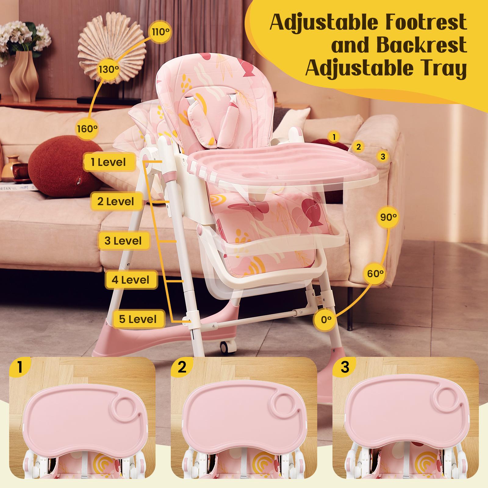 8-in-1 Adjustable High Chair,Upgrate High Chair & Cradle For Children's,Rocking chair with Removable 3-Position Adjustable Tray,Stability Structure & 3-Point Safety Harness,Dining Room Furniture Toddler Floor Seat,Gaming Chair,Vanity Chair,