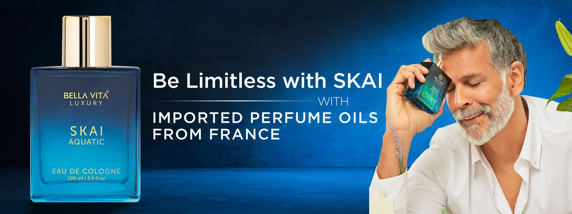 BellaVita Luxury's SKAI Aquatic | Eau De Cologne Unisex Perfume | Men & Women |  Bergamot, Pink Pepper | Long Lasting | 100 mL | 3.4 Fl.oz