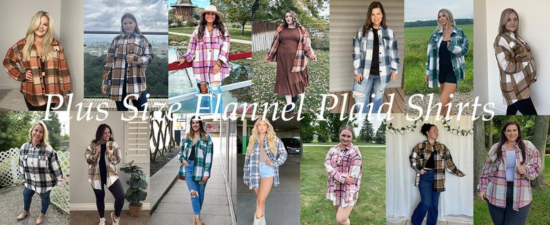 Plus Size Womens Plaid Shacket Shirt Flannel Long Sleeve Button Down Casual Fall Blouses Tops Winter Coats Holiday Haul US 2025 Deals Oversize Check Fashion