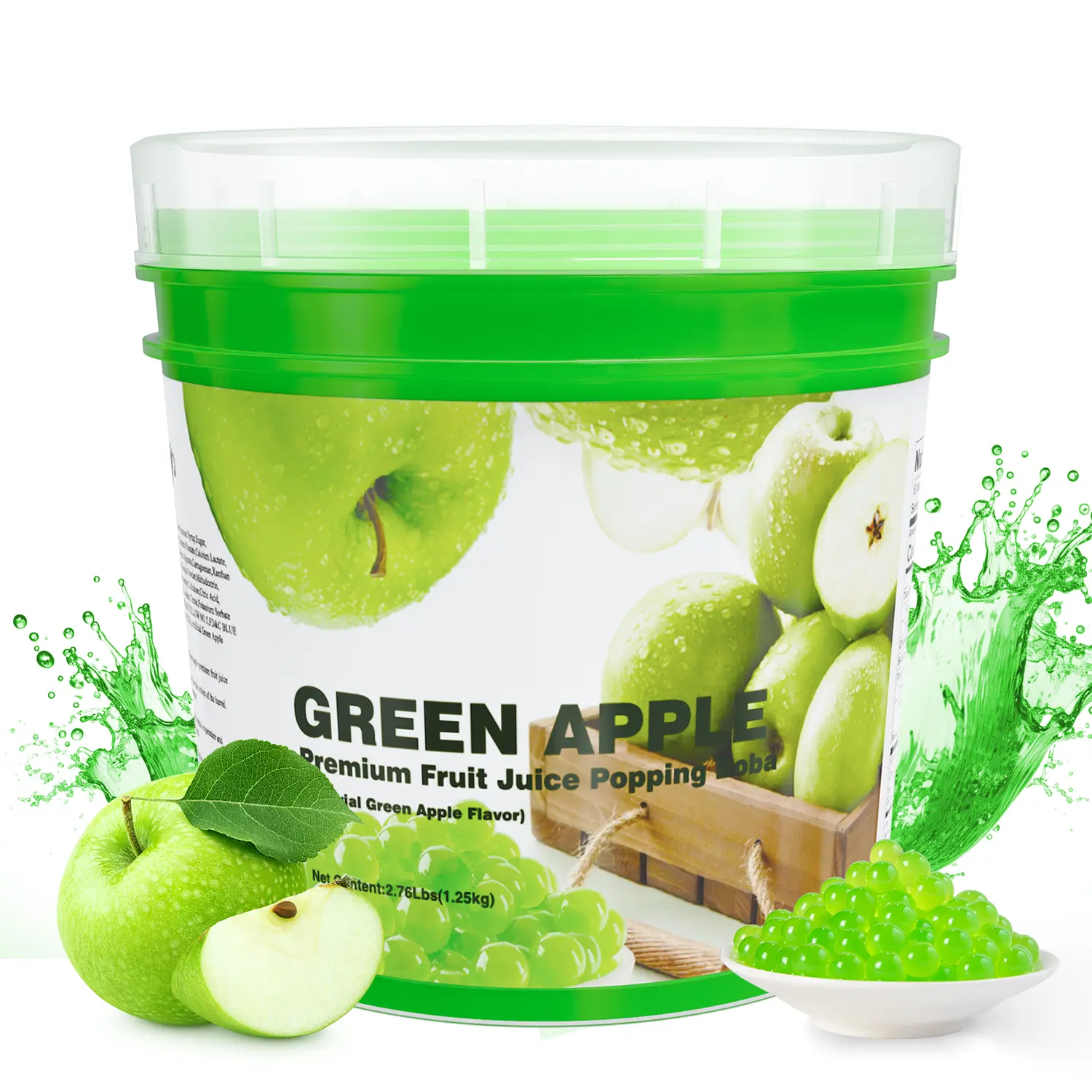 T&Tea Green Apple Popping Boba Pearls 2.76 LB,Vegan Bursting Boba Pearls for Bubble Tea, Beverages, Shakes, Desserts, Smoothies & Ice Cream Topping