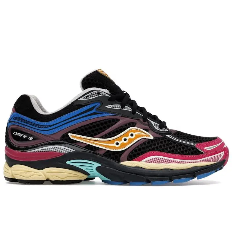 Saucony ProGrid Omni 9 Black Multi Men's Sneakers | Retro Running Shoes Featuring ProGrid Cushioning Technology | Classic Performance Design with Breathable Upper and Supportive Comfort | Lifestyle Footwear for Running Inspired Style / Casual Wear