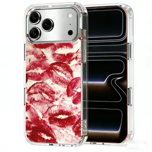 Phone Case for iPhone 17/16/15/14Plus/Pro/Pro Max/Air, Red Lips Design, Magnetic MagSafe, Shockproof White Acrylic, Cute Protective Case for Women, Hot Lips Pattern