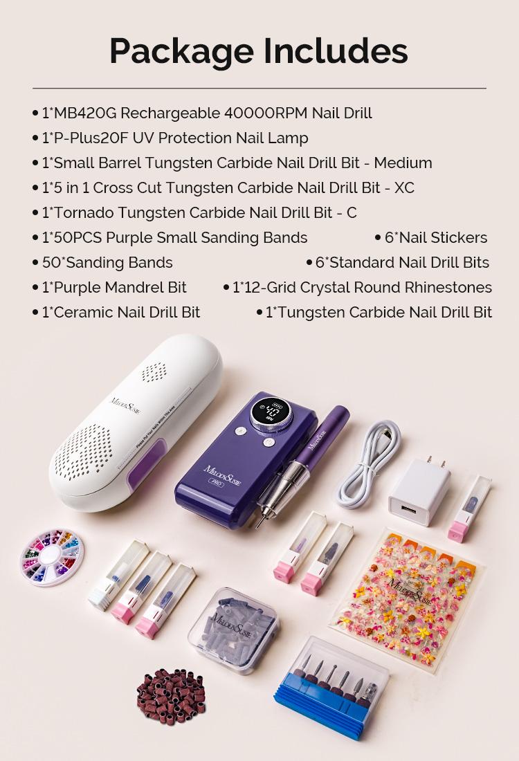 MelodySusie Mother's Day Nail Drill Gift Box with Premium Nail Drill and Nail Lamp for Nail Beginners & Professionals
