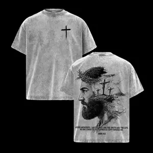 John 14:6 Jesus Portrait Washed Christian Tee