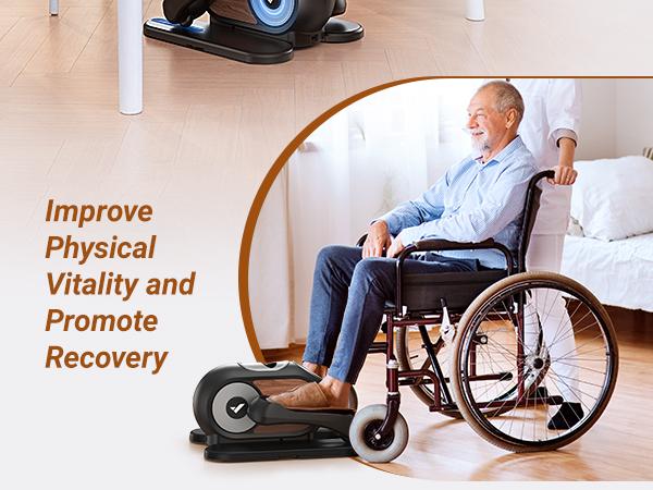 Merach Under Desk Elliptical Machine, Leg Exerciser While Sitting for Seniors with Remote Control & 12-Speeds，Quiet Portable Electric Seated Pedal Exerciser Machine for Home Office