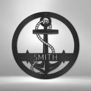 Elaborate Anchor Monogram - Nautical Designs - Lake Home Cabin Decor - Personalized - USA