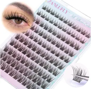 Self Adhesive Eyelashes Natural Self Adhesive Lash Clusters Pre glued Eyelash Clusters zanlufly No Glue Needed Lashes Wispy C-curly Cluster Eyelash extensions 10-16MM Individual Lashes