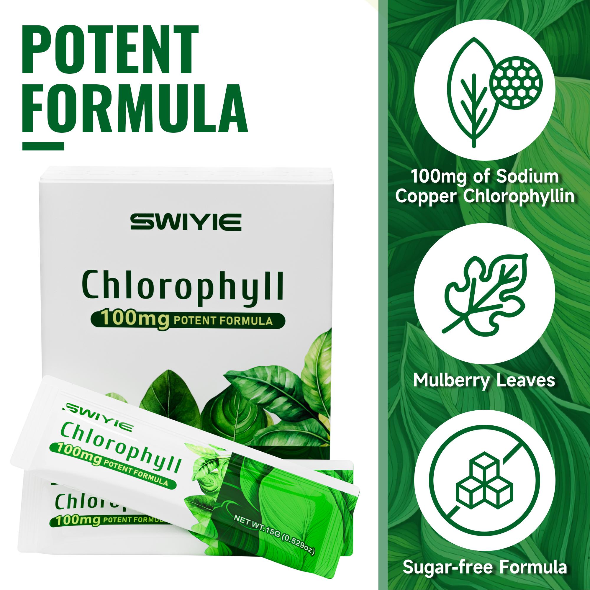 Swiyie Chlorophyll 100mg Potent Formula - 15 Pack of Edible Healthcare for Body Odor, Skin Clarity & Liver Support, Plant-Based, Sugar-Free Swiyie Chlorophyll 100mg Potent Formula - 15 Pack of Edible Healthcare for Body Odor, Skin Clarity & Liver Support, Plant-Based, Sugar-Free