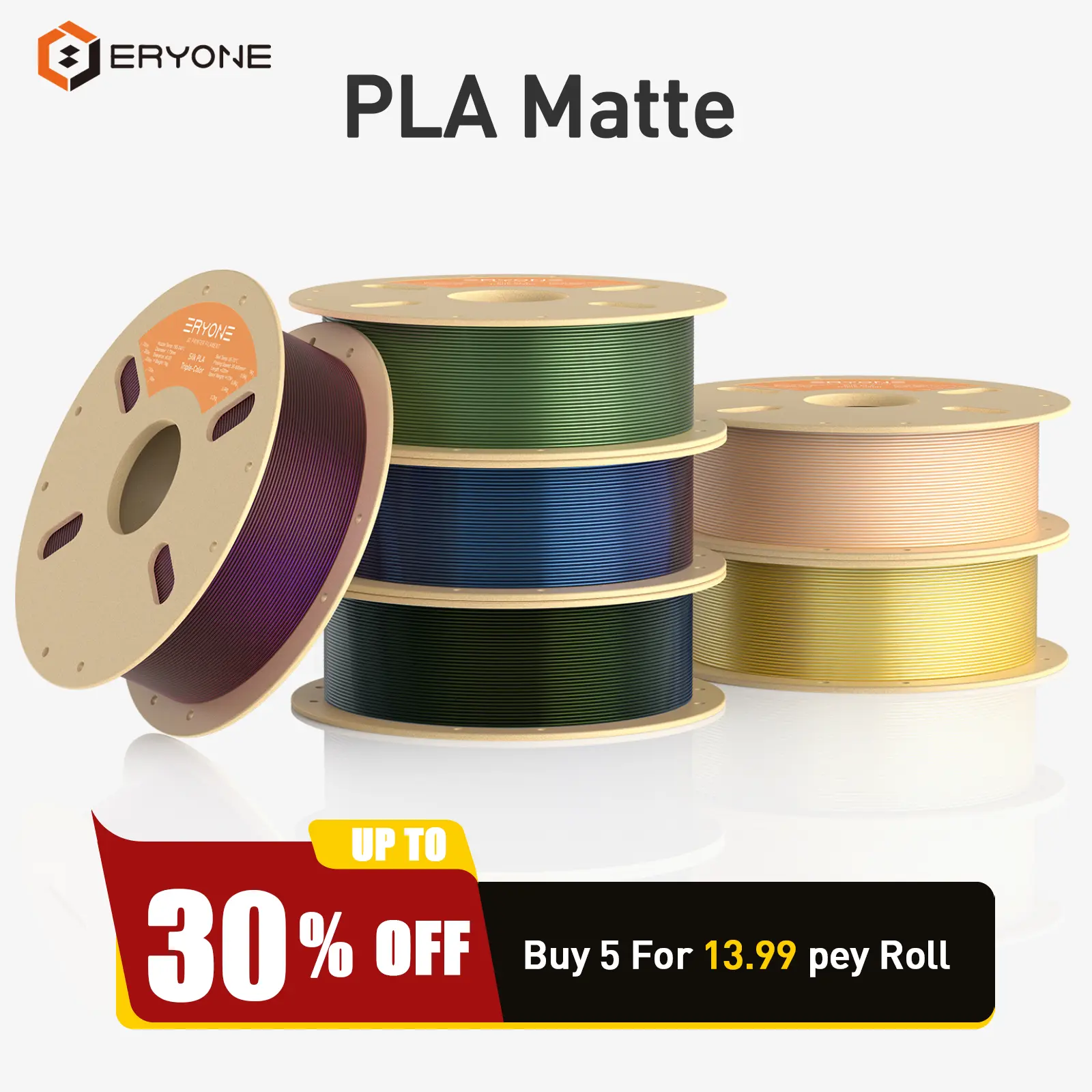 ERYONE Matte Series 3D Printer PLA Filament, PLA Matte|PLA Matte Dual-Color 1KG (2.2LBS) Roll 3dprintingfilament 1.75 +/- 0.03mm