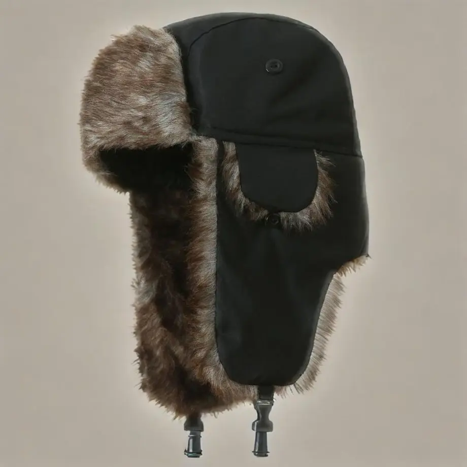 Faux Fur Reflective Aviator Trapper Hat for Men's Accessories - Adjustable Snug Fit, Windproof Warmth, Warm Winter Cap for Outdoor Snow Activities & Cold Weather Protection