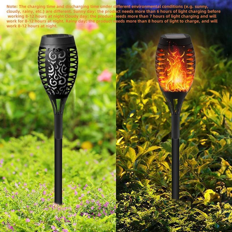 BougeRV 20.5 inch Solar Powered Fire Flame Design Garden Light, 4 Counts Outdoor Flame Effect Ground Plug Light, Lawn Lights, Outdoor Lights, Decorative Outdoor Atmosphere Light for Yard, Garden, Lawn