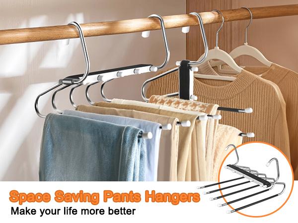 Folding trouser hanger, space-saving, 5-layer design, non-slip hanger, suitable for wardrobe organization and home storage. Folding trouser hanger, space-saving, 5-layer design, non-slip hanger, suitable for wardrobe organization and home storage.