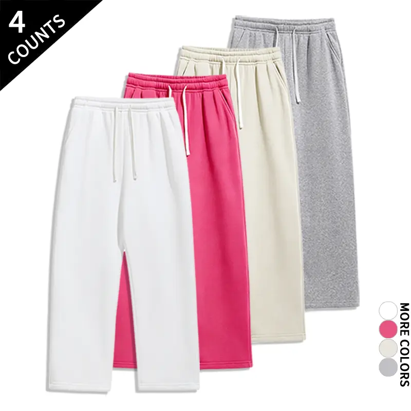 Men's 4-Pack Urban Casual Drawstring Jogger Pants Set - Oversized, Flowy Straight-Leg, Baggy Everyday Sweatpants, Baggy Sweatpants