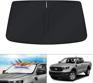 Canvcle Custom Fit Windshield Sun Shade for Ford Ranger 2019-2025 240T Reflective Fabric Foldable Sun Visor Protector Blocks 99% UV Rays Keeps Car Cooler