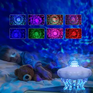 Waterproof Shower Lamp for Inside Shower Ocean Jellyfish Night Light Projector Rechargeable Bathroom  sunset Lamp with Remote & Touch Control Cordless Shower Light with 8 Color Changeable LED Ocean Wave Projector Light for Bathroom Bathtub